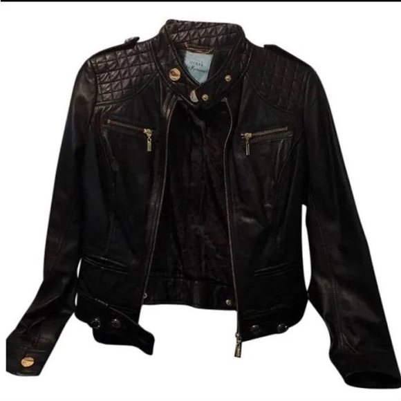 Guess by Marciano Jackets & Blazers - Guess by Marciano Lamb Leather Jacket Rounded Collar